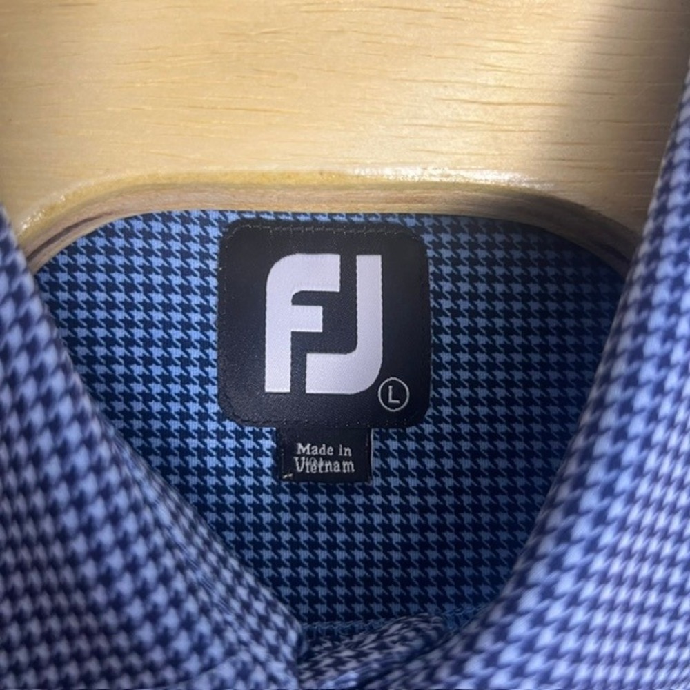 FootJoy Men's Blue Houndstooth Weston Hills Logo Polo Shirt Size‎ Large - Picture 4 of 7